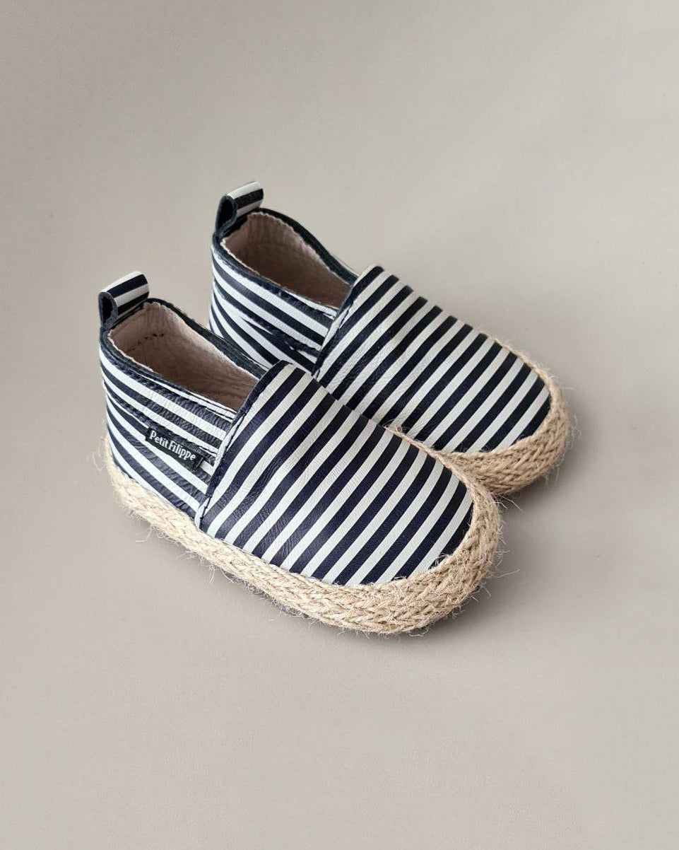 Baby - Leather Espadrilles - Breton Stripes - Petit Filippe