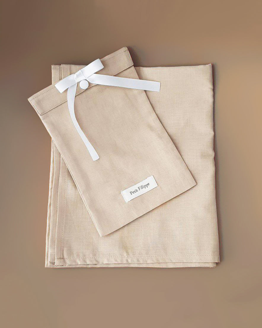 Baby - Linen Flat Sheet 90 x 110 cm - Sand - Petit Filippe