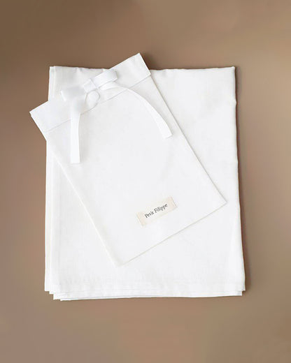 Baby - Linen Flat Sheet 90 x 110 cm - White - Petit Filippe