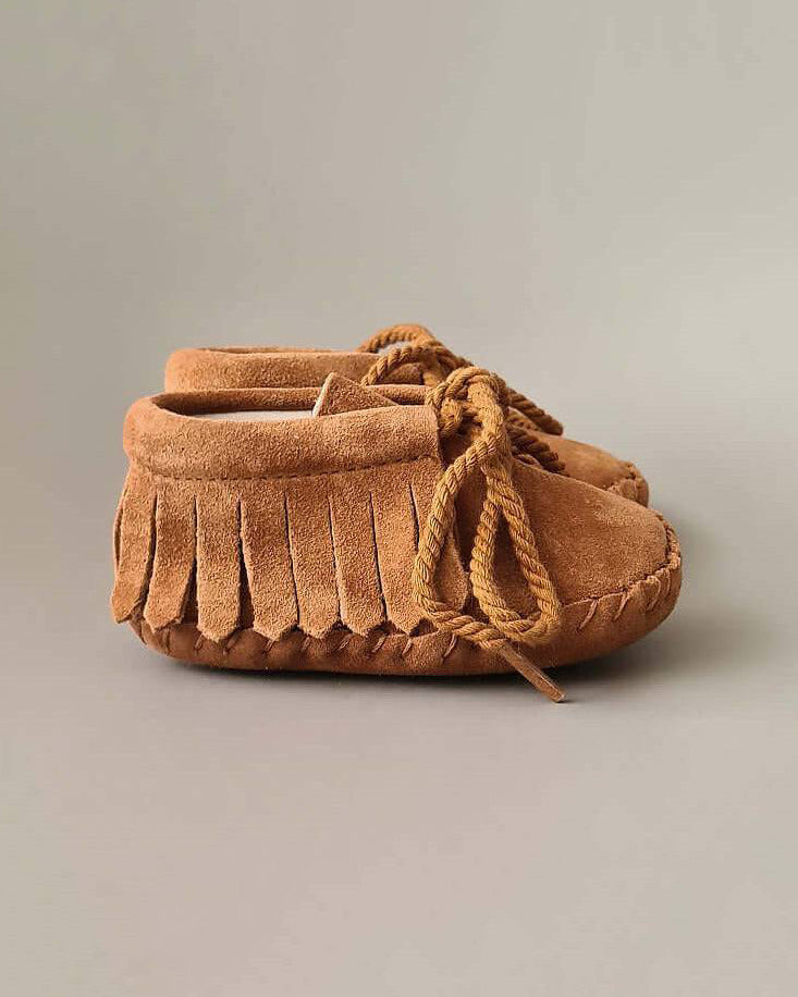 Baby - Suede Fringe Booties - Caramel - Petit Filippe