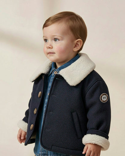Veste doublée en peluche - Bleu nuit
