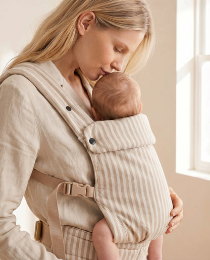 COMING SOON - Ergonomic Baby Carrier - Cotton - Oatmeal Striped - Petit Filippe