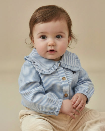 Blouse en coton - Rayure bleue classique