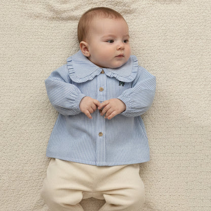 Blouse en coton - Rayure bleue classique