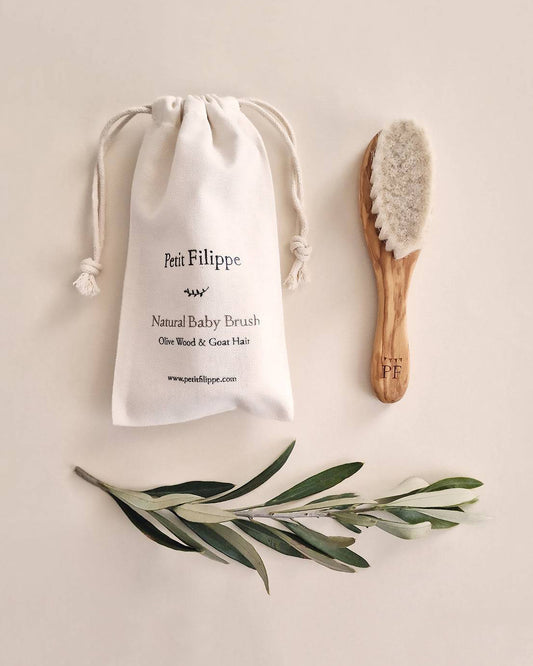 Natural Baby Brush - Olive Wood - Petit Filippe