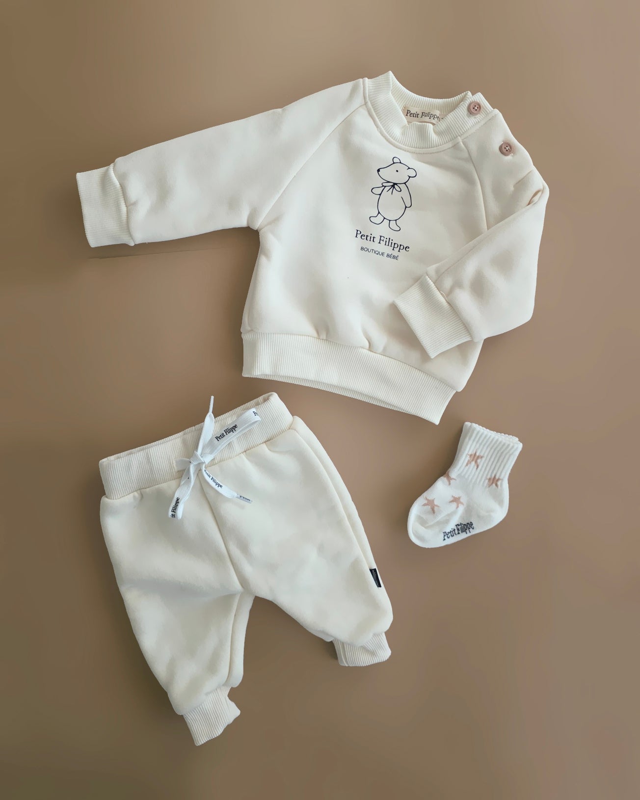 Sweatshirt - Teddy Bear - Ecru - Petit Filippe