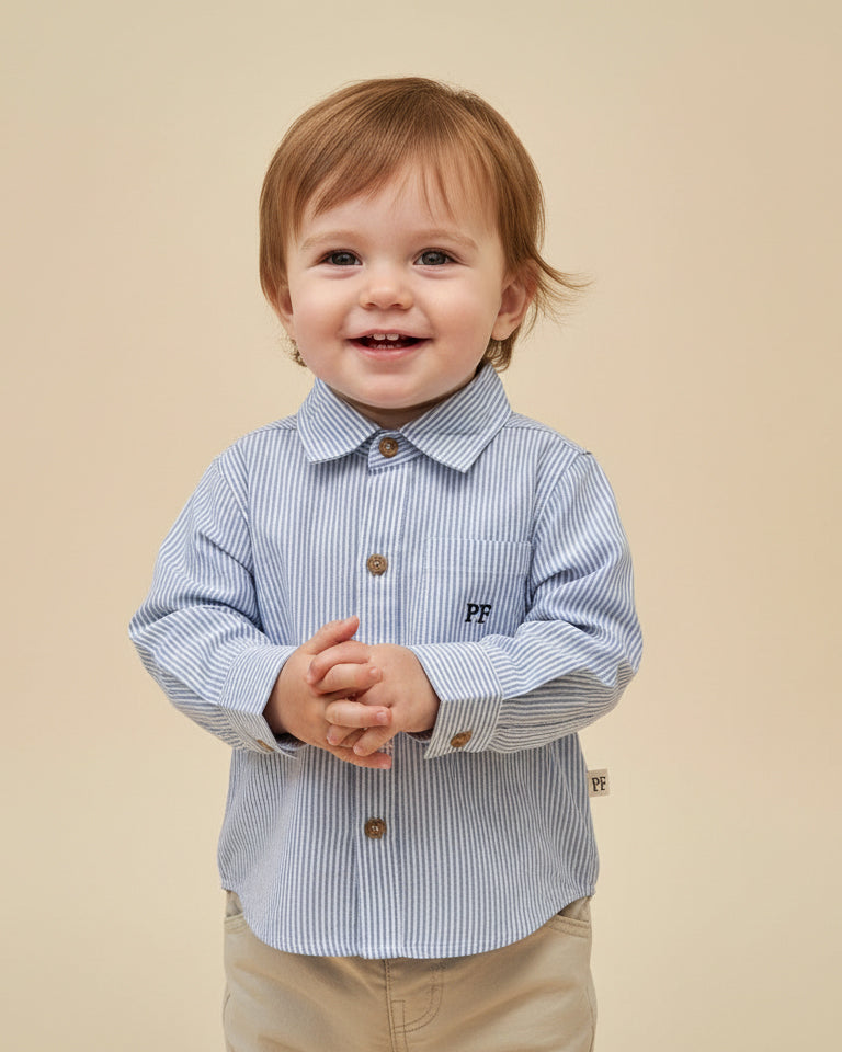 Cotton Shirt - Classic Blue Stripe