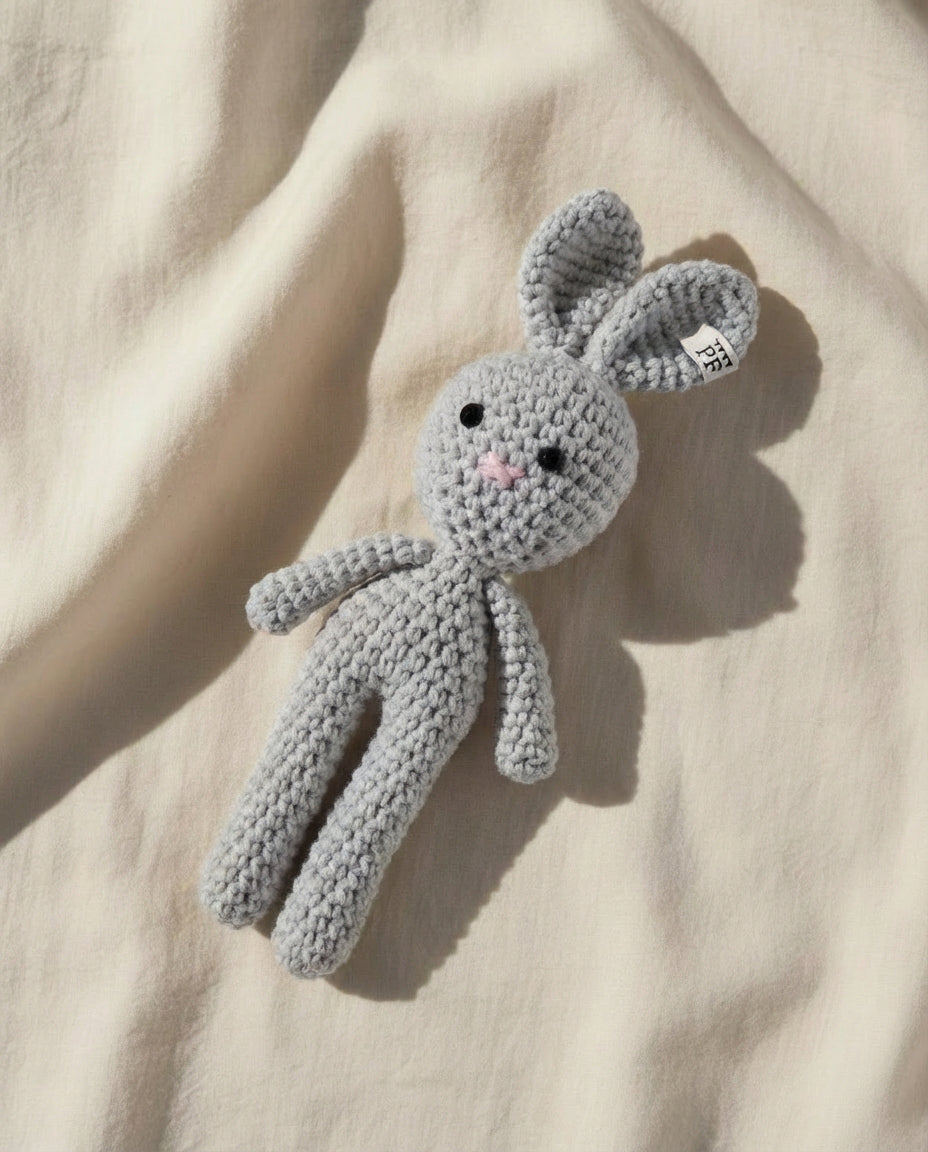 Crochet Bunny - Cotton - Light Grey - Petit Filippe