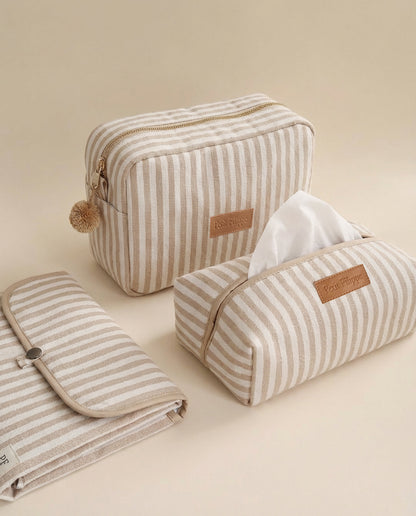 Baby Wipes Cover - Oatmeal Striped - Petit Filippe