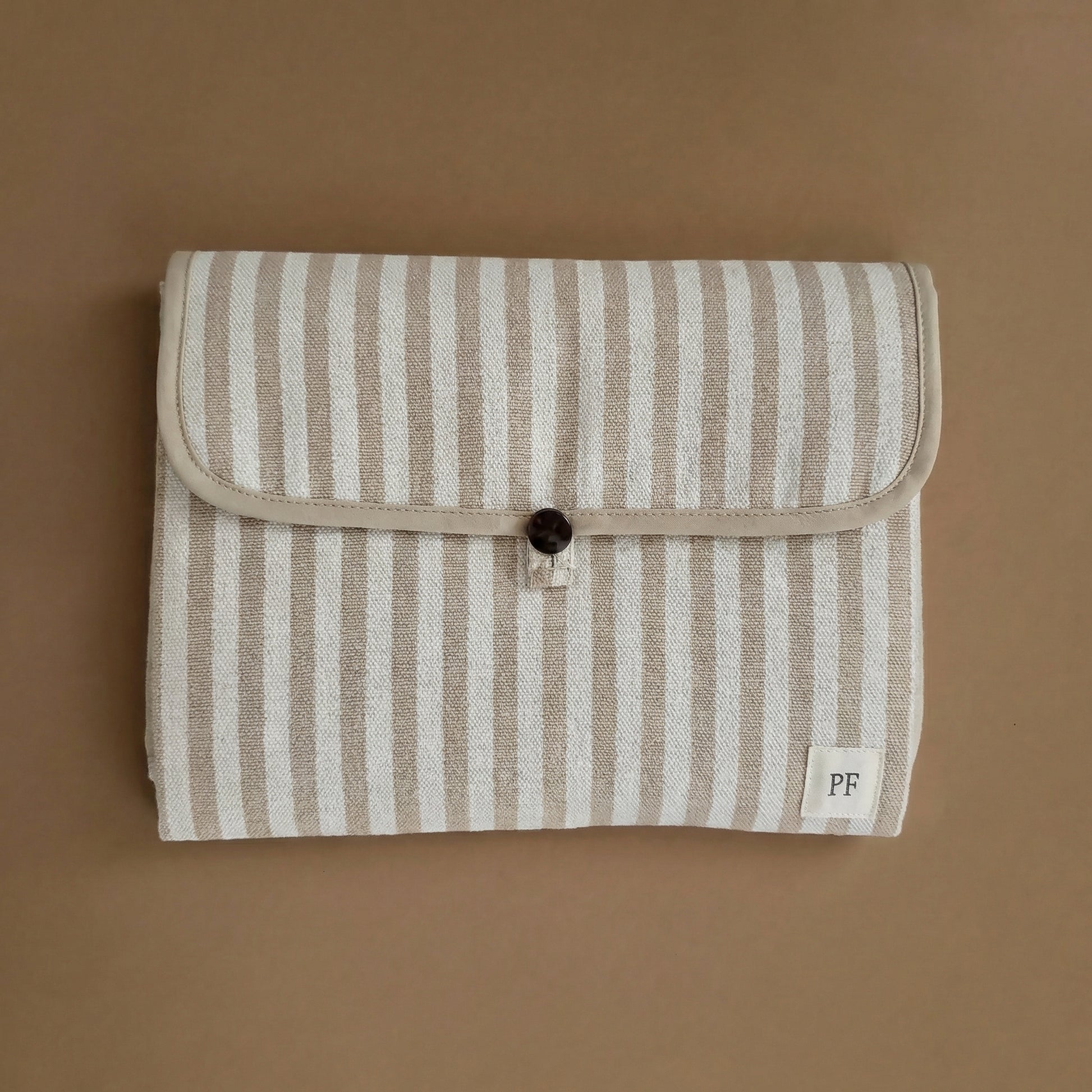 Canvas Changing Mat - Oatmeal Striped - Petit Filippe