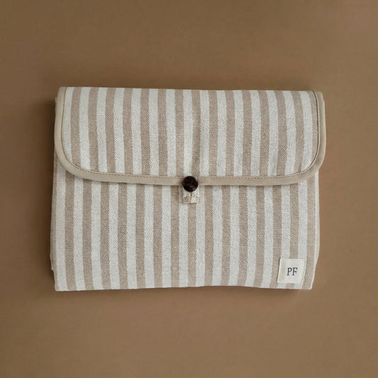 Canvas Changing Mat - Oatmeal Striped - Petit Filippe