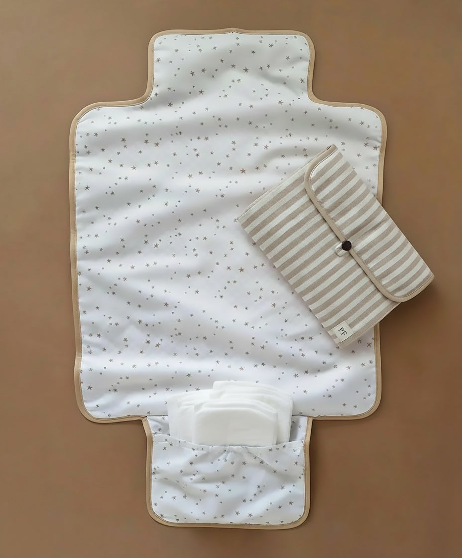 Canvas Changing Mat - Oatmeal Striped - Petit Filippe