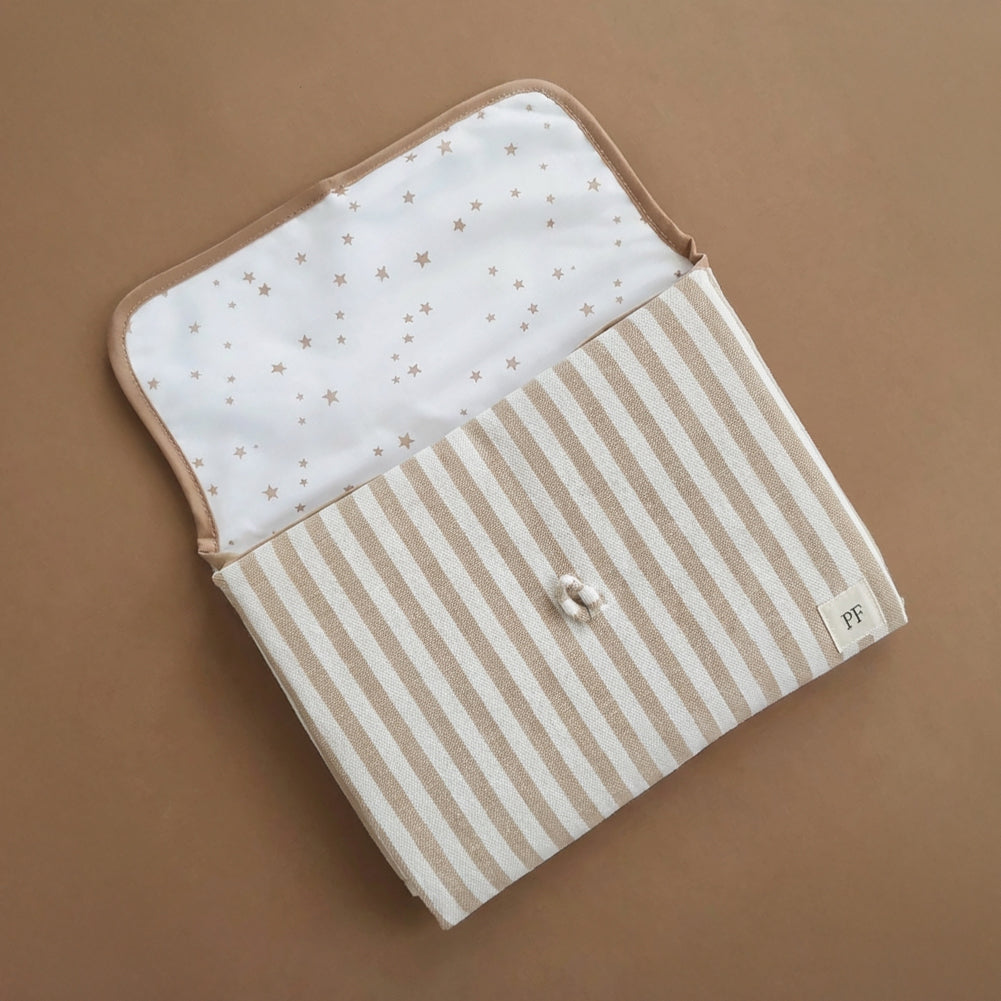Canvas Changing Mat - Oatmeal Striped - Petit Filippe