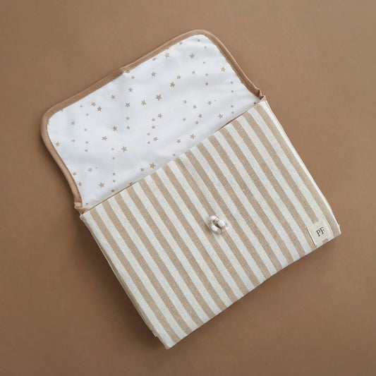 Canvas Changing Mat - Oatmeal Striped - Petit Filippe