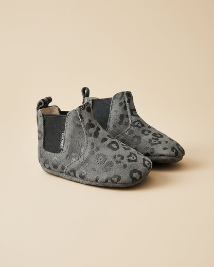 Baby - Chelsea Booties - Dark Grey Leopard - Petit Filippe