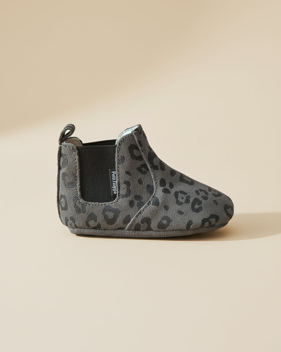 Baby - Chelsea Booties - Dark Grey Leopard - Petit Filippe