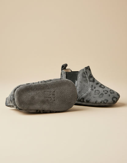 Baby - Chelsea Booties - Dark Grey Leopard - Petit Filippe