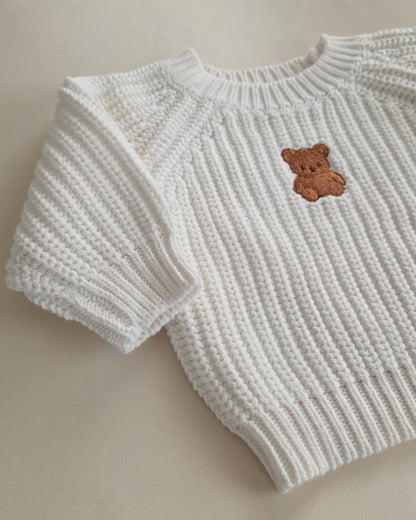 Embroidered Chunky Sweater - Cotton - Ivory