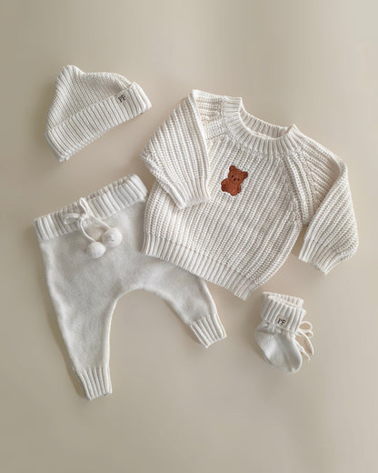 Embroidered Chunky Sweater - Cotton - Ivory
