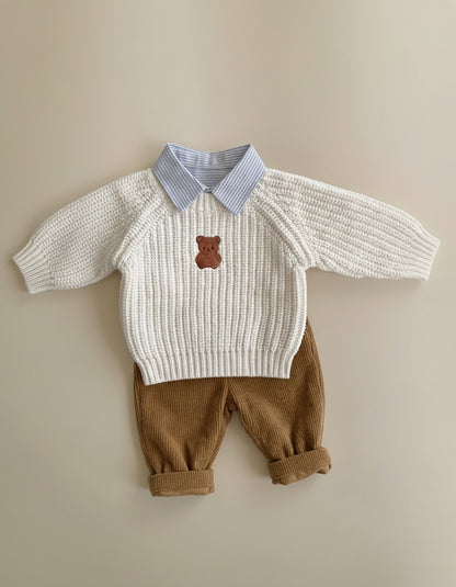 Embroidered Chunky Sweater - Cotton - Ivory