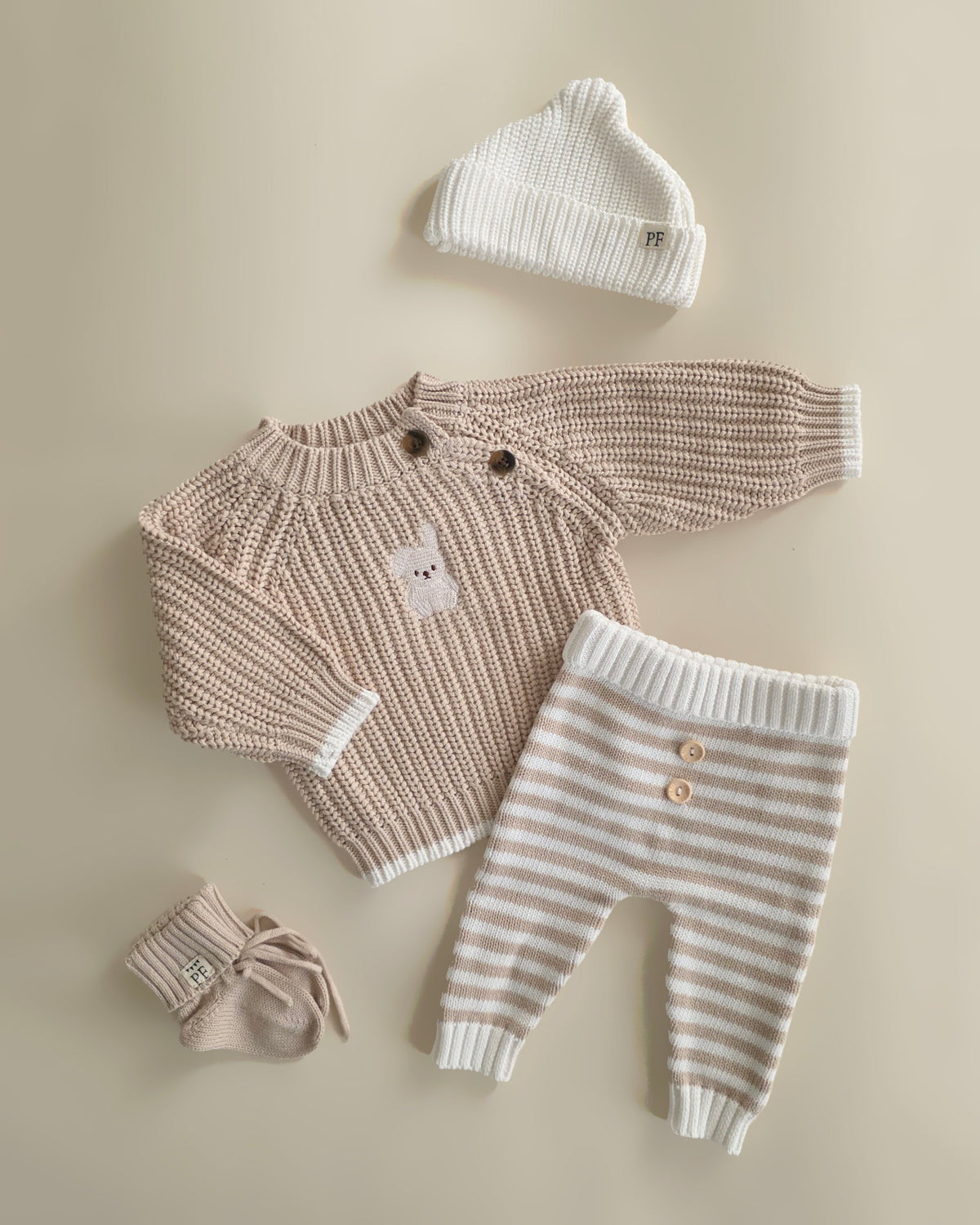 Embroidered Chunky Sweater - Cotton - Oatmeal