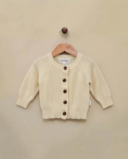 Classic Knitted Cardigan - Cotton - Soft Yellow