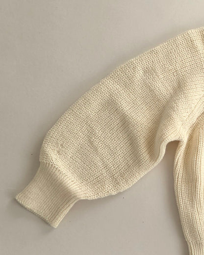 Classic Knitted Cardigan - Cotton - Soft Yellow - Petit Filippe
