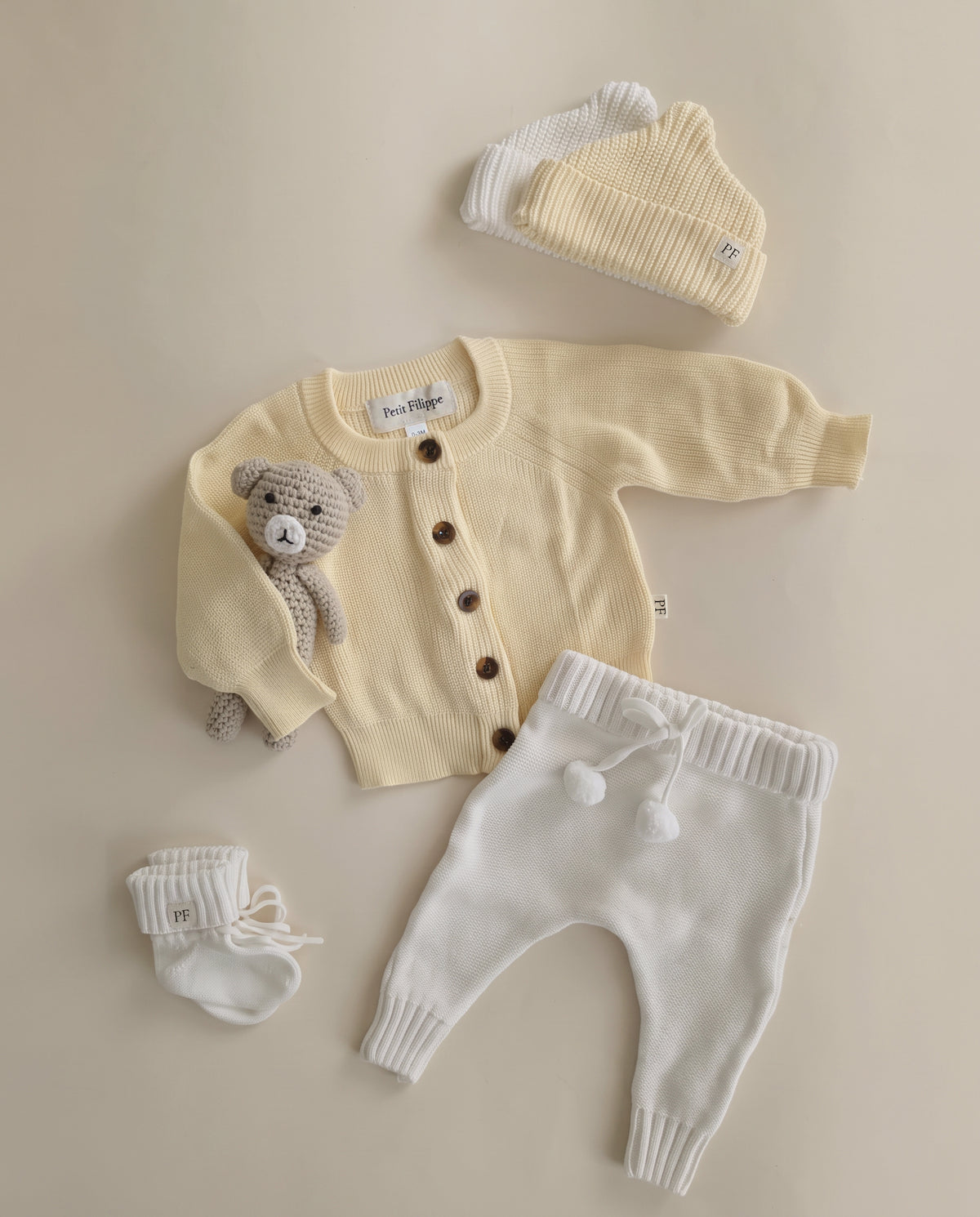 Classic Knitted Cardigan - Cotton - Soft Yellow