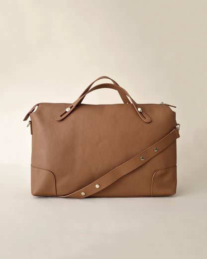 The Classic Leather Diaper Bag - Tan - Gold Hardware - Petit Filippe