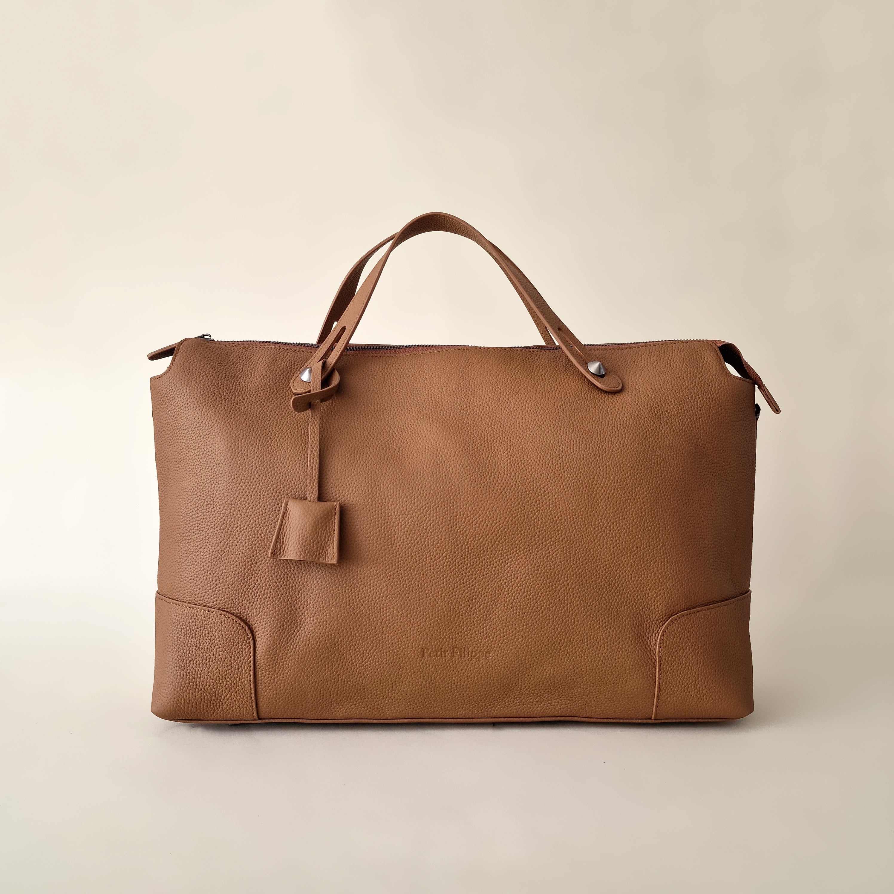 The Classic Leather Diaper Bag - Tan / Graphite - Petit Filippe