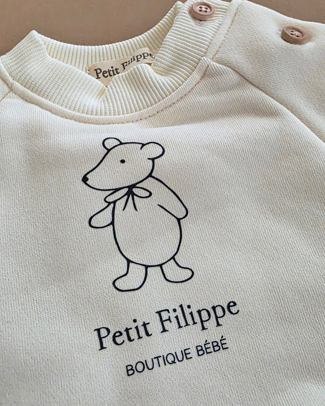 Sweatshirt - Teddy Bear - Ecru - Petit Filippe