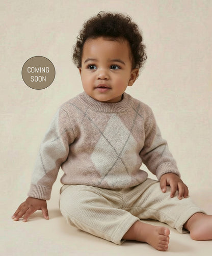 Argyle Sweater - Merino Wool - Oat