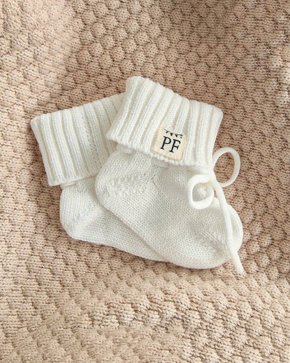 Cotton Newborn Booties - Ivory - Petit Filippe