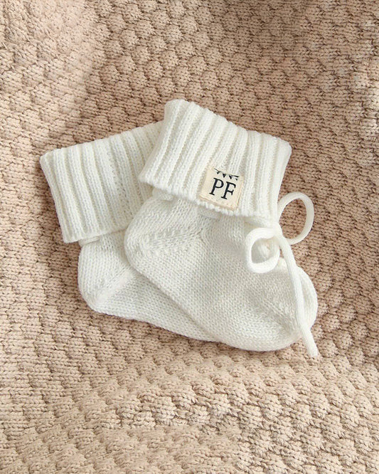Cotton Newborn Booties - Ivory - Petit Filippe
