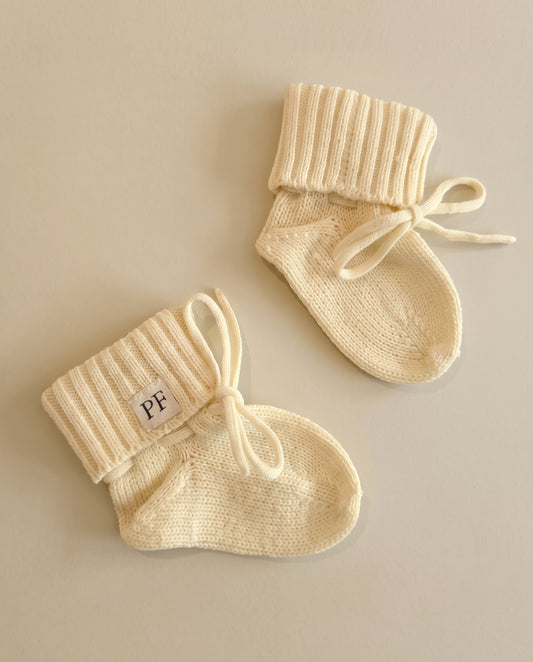 Cotton Newborn Booties - Soft Yellow - Petit Filippe