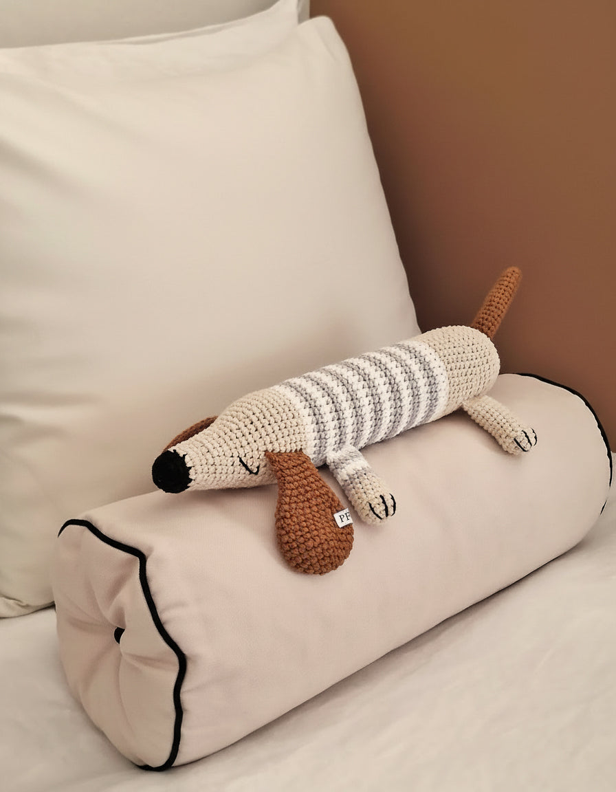 Crochet Dachshund - Cotton - Light Grey Stripes - Petit Filippe