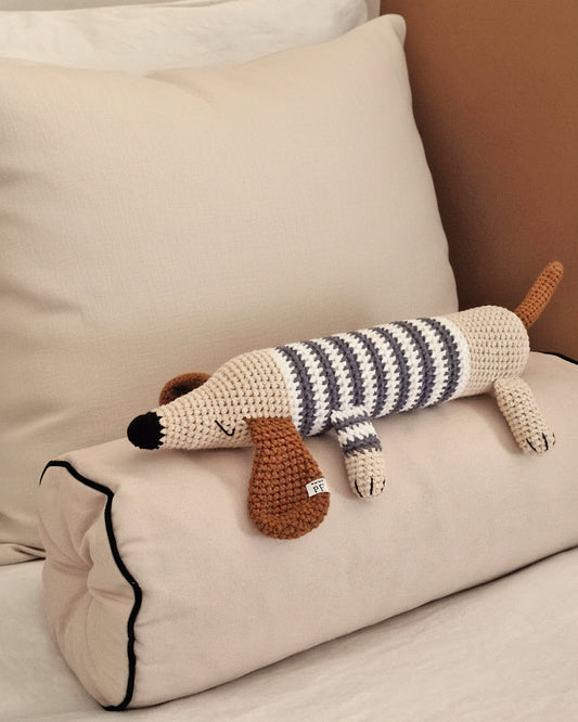 Crochet Dachshund - Cotton - Dark Grey Stripes - Petit Filippe