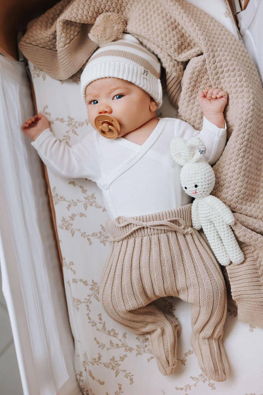 Knitted Footed Leggings - Cotton - Oatmeal - Petit Filippe