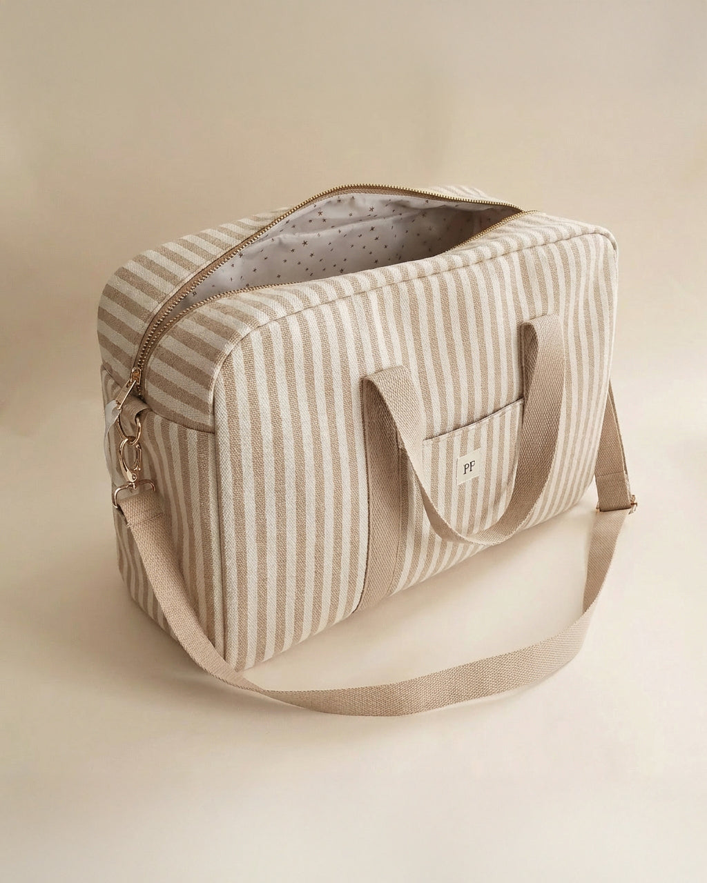 Diaper Bag - Oatmeal Striped - Petit Filippe