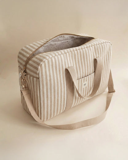 Diaper Bag - Oatmeal Striped - Petit Filippe