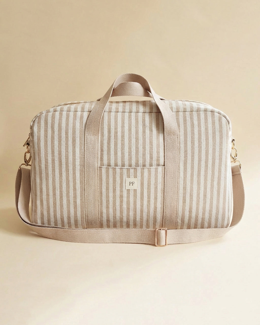 Diaper Bag - Oatmeal Striped - Petit Filippe