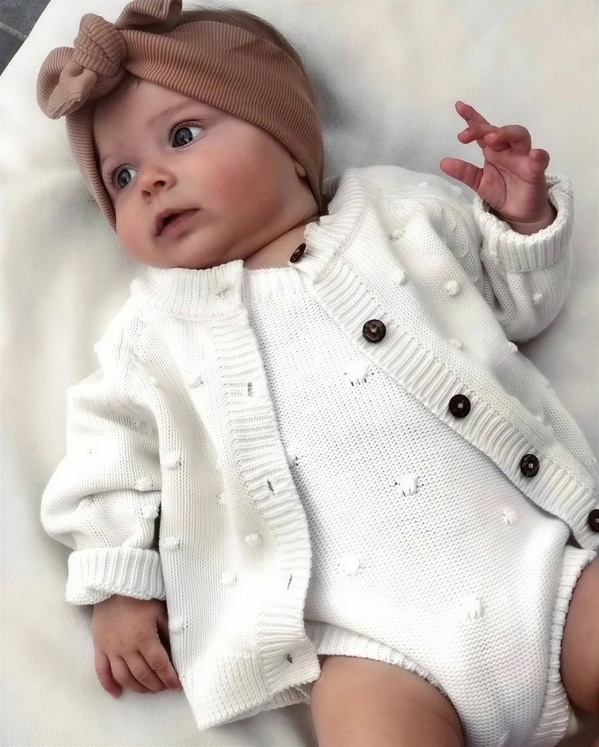 Dotted Cardigan - Cotton - Ivory - Petit Filippe