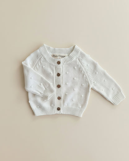 Dotted Cardigan - Cotton - Ivory - Petit Filippe