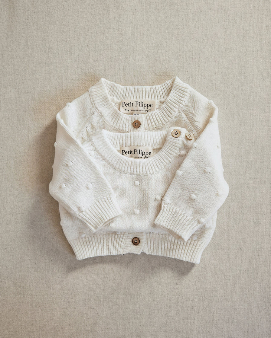 Dotted Cardigan - Cotton - Ivory - Petit Filippe