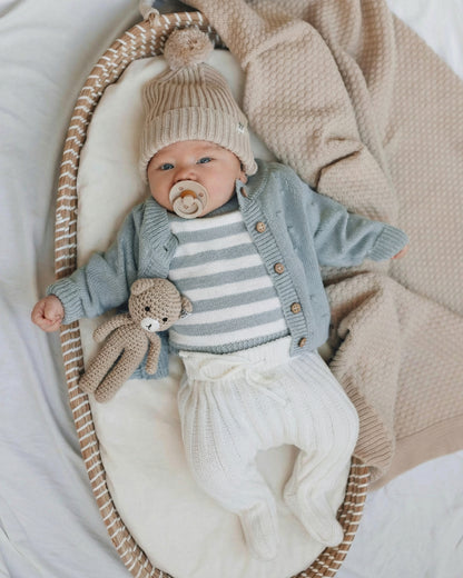 Dotted Cardigan - Cotton - Misty Blue - Petit Filippe