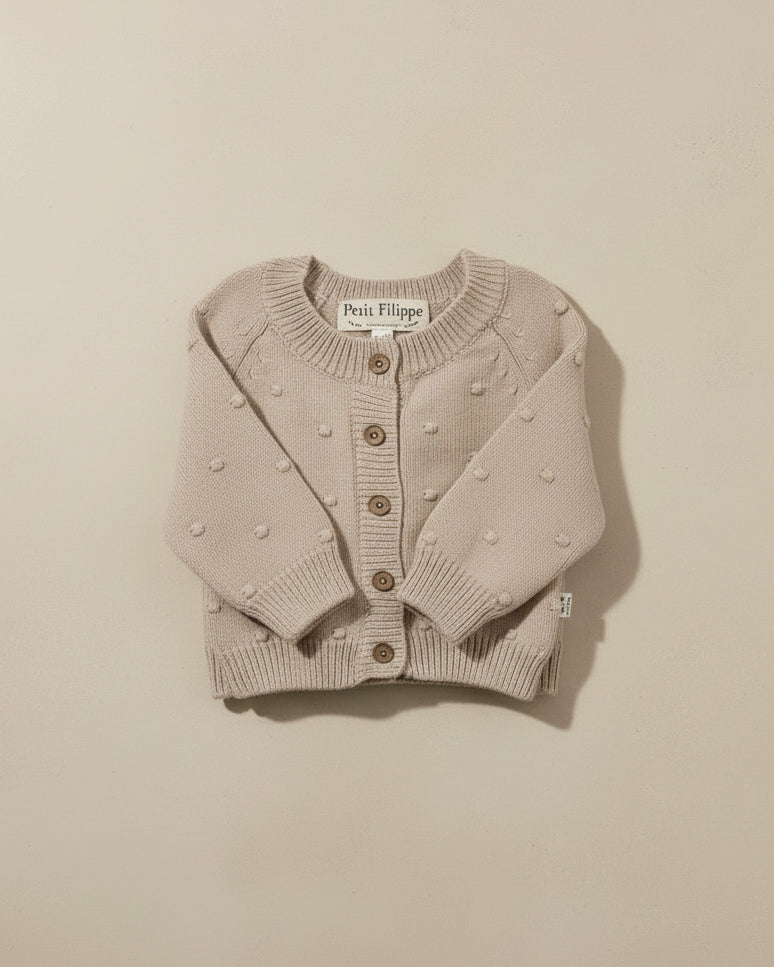 Dotted Cardigan - Cotton - Oatmeal - Petit Filippe