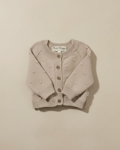Dotted Cardigan - Cotton - Oatmeal - Petit Filippe
