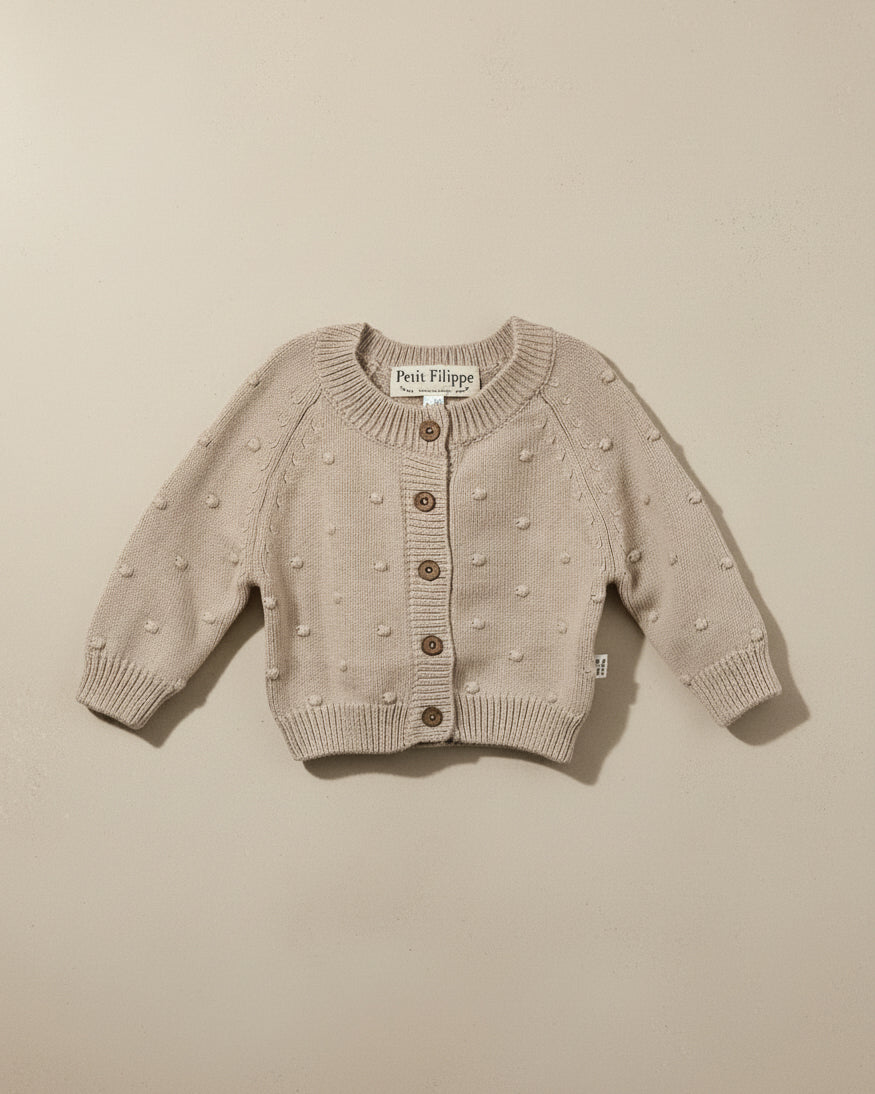 Dotted Cardigan - Cotton - Oatmeal - Petit Filippe