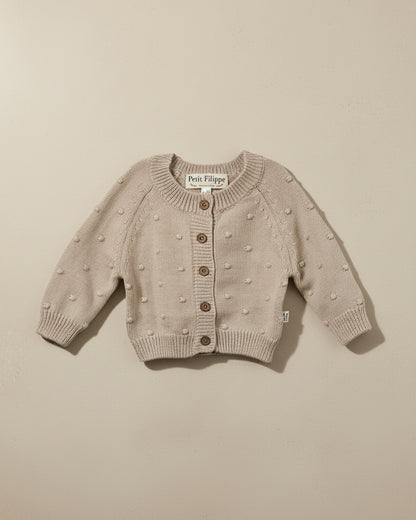 Dotted Cardigan - Cotton - Oatmeal - Petit Filippe