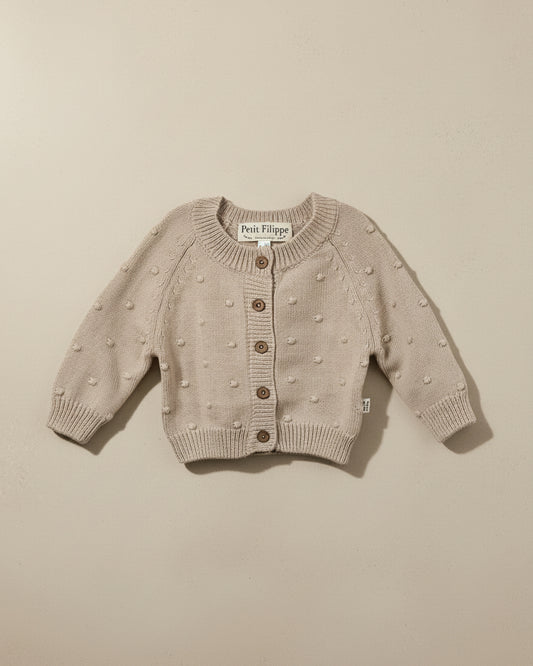 Dotted Cardigan - Cotton - Oatmeal - Petit Filippe